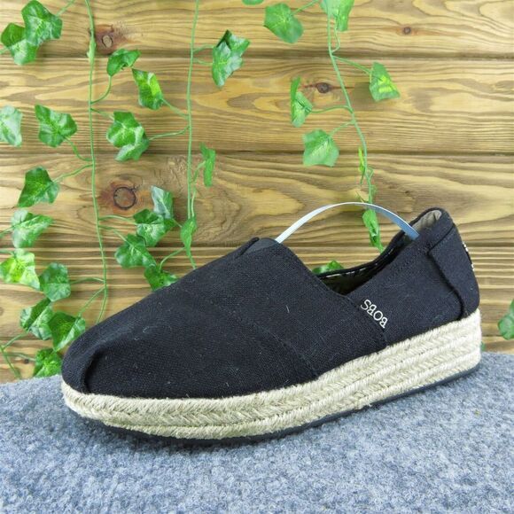 Bobs‎ By Skechers 34101 Women Flat Shoes Black Fabric Slip On Size 8.5 Medium - Picture 1 of 10